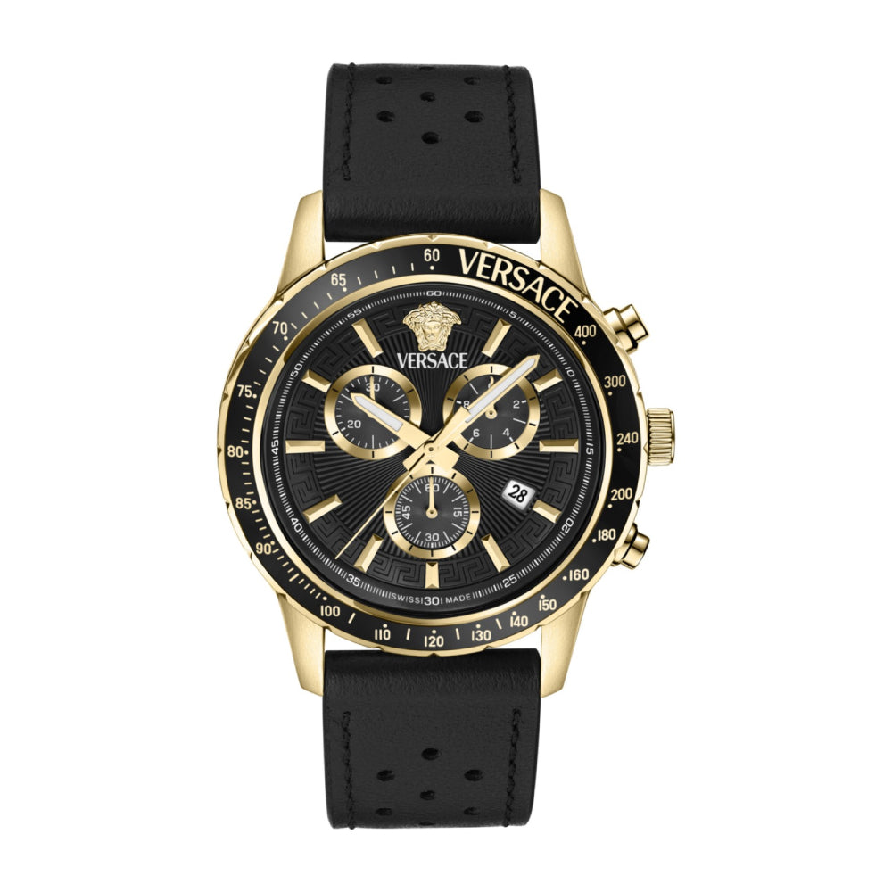 Versace Men's 44mm Strap Watch - Black Dial
