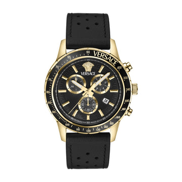 Versace Men's 44mm Strap Watch - Black Dial