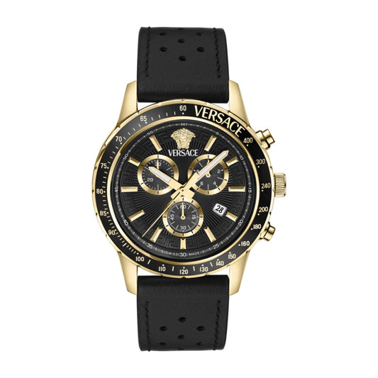 Versace Men's 44mm Strap Watch - Black Dial