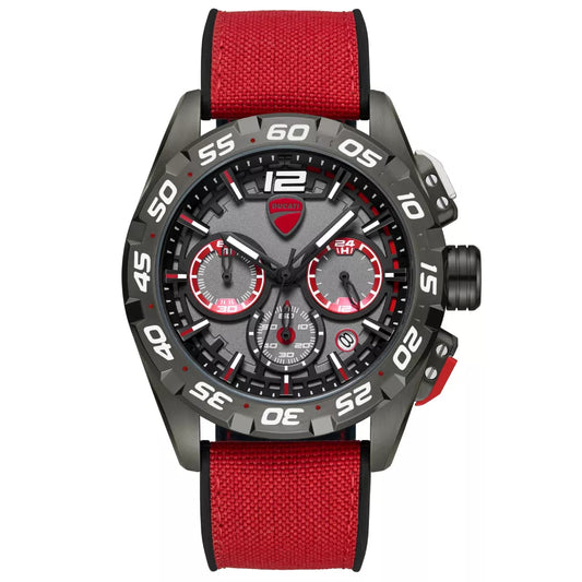 Ducati Men's 42mm Dress Sport Red Strap Watch - Gray Dial