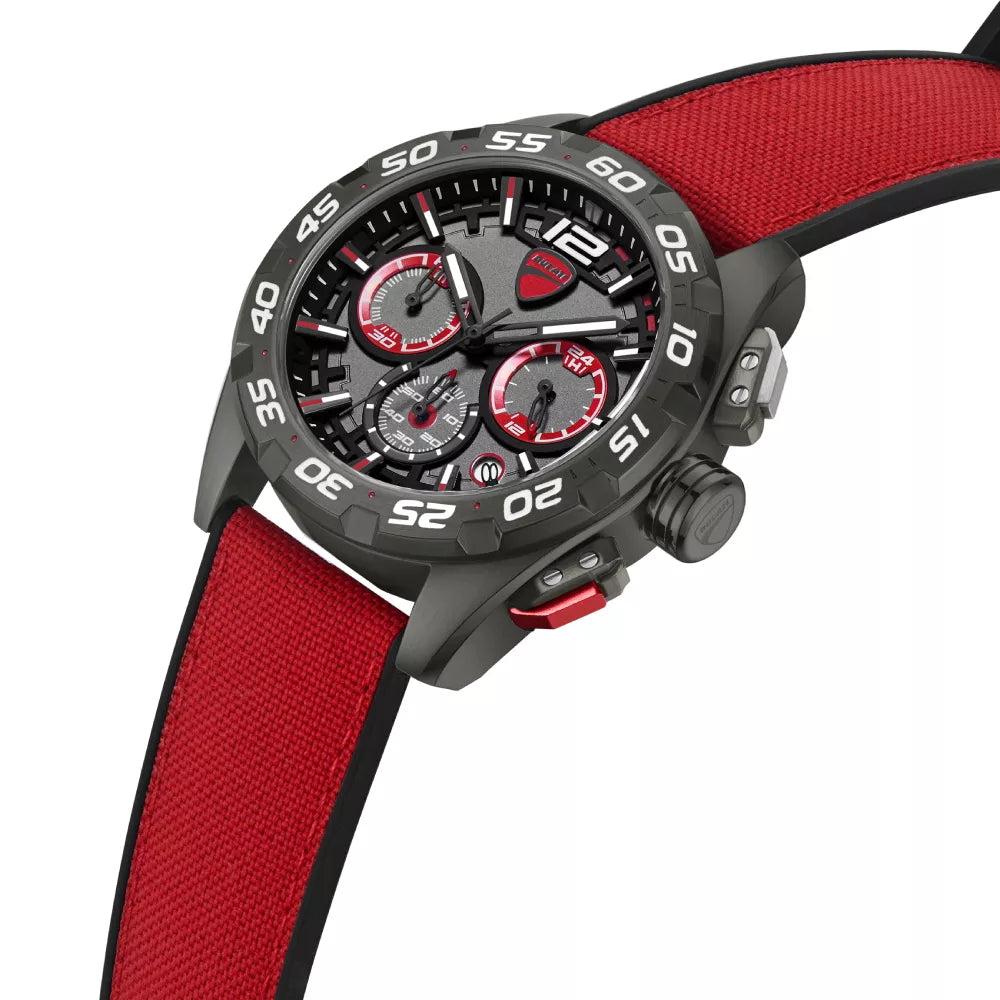 Ducati Men's 42mm Dress Sport Red Strap Watch - Gray Dial