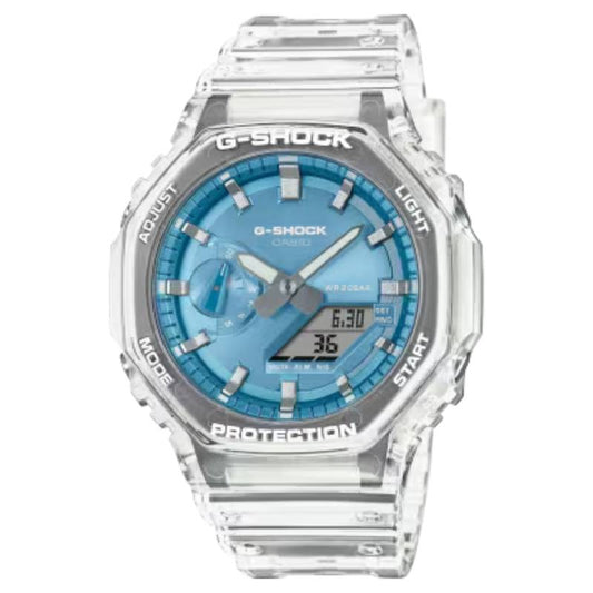 Casio G-Shock Men's 45.4mm Clear Strap Watch –  Blue Dial
