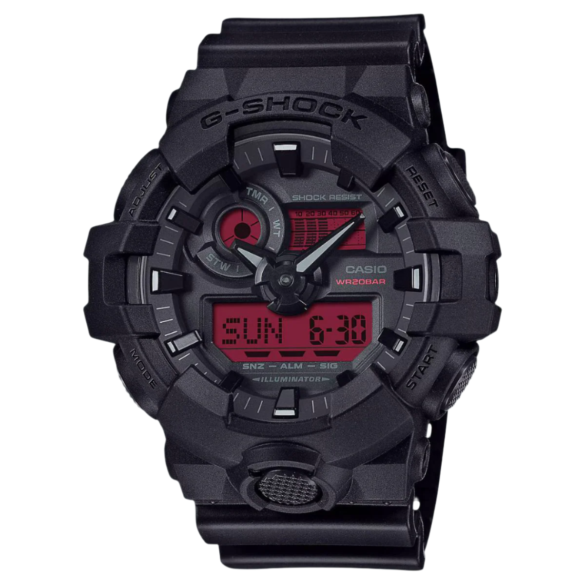 Casio G-Shock Men's 53.4mm Black Strap Watch – Red Dial