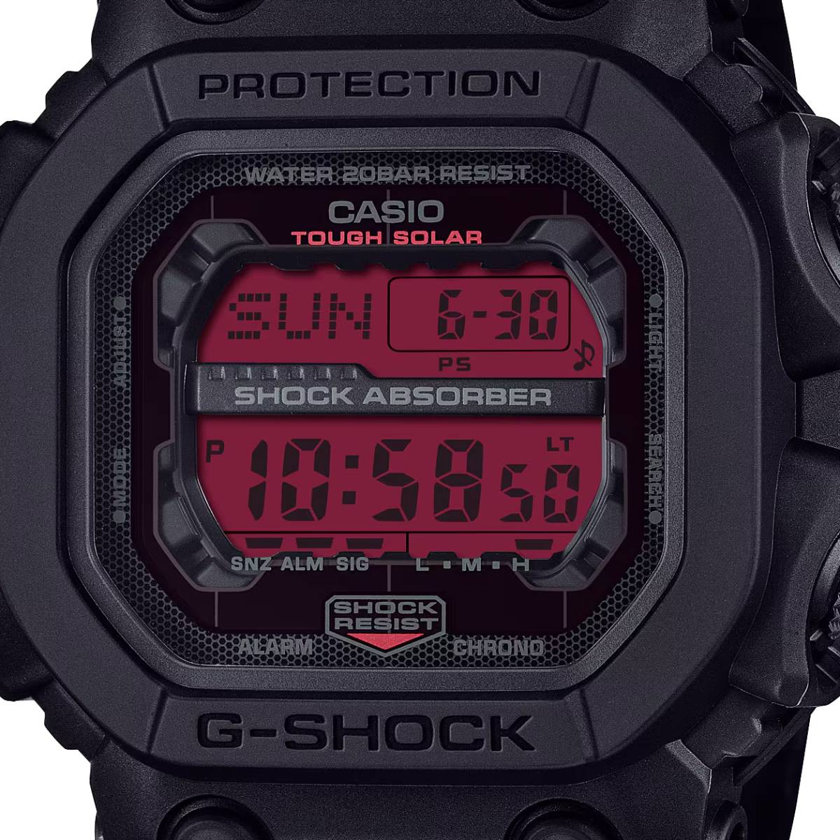 Casio G-Shock Men's 53.6mm Digital Black Strap Watch - Red Dial