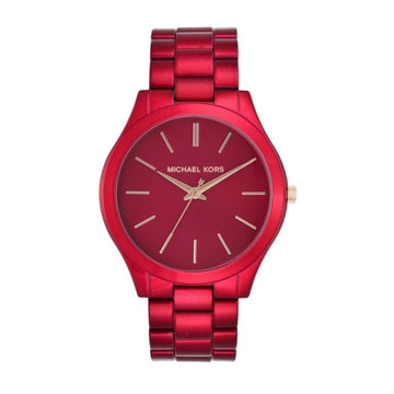 Reloj unisex Michael Kors Slim Runway de 42 mm con pulsera de acero inoxidable y cuarzo, color rojo
