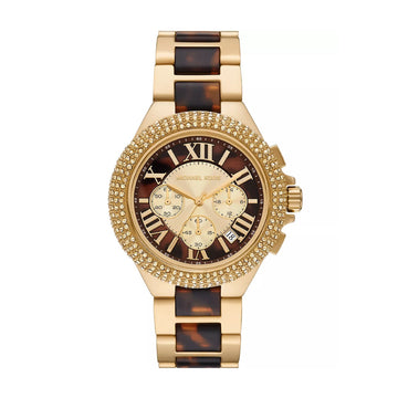 Reloj cronógrafo de acero inoxidable con pulsera de 43 mm para mujer Michael Kors Camille - Esfera marrón/dorada