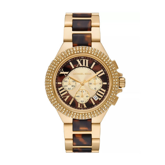 Michael Kors Camille Women's 43mm Chronograph Bracelet Stainless Steel Bracelet Watch - Brown/Gold Dial