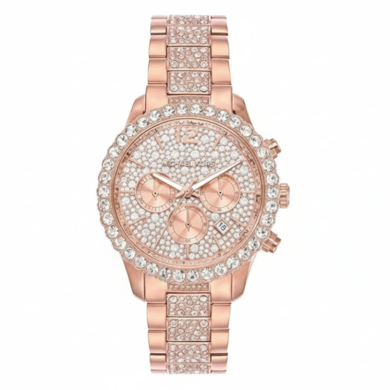 Reloj de cuarzo Michael Kors Layton para mujer, de acero inoxidable y 42 mm, color oro rosa