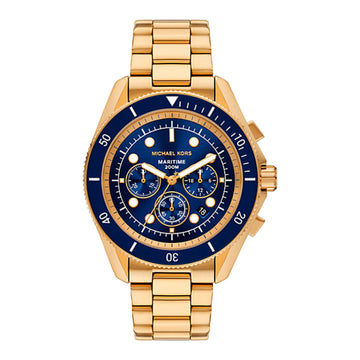 Michael Kors Maritime Men's 45mm Gold-Tone Bracelet Watch - Blue Dial