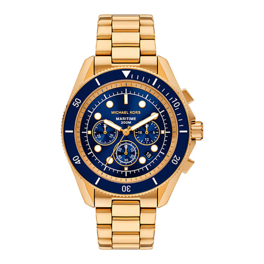 Michael Kors Maritime Men's 45mm Gold-Tone Bracelet Watch - Blue Dial
