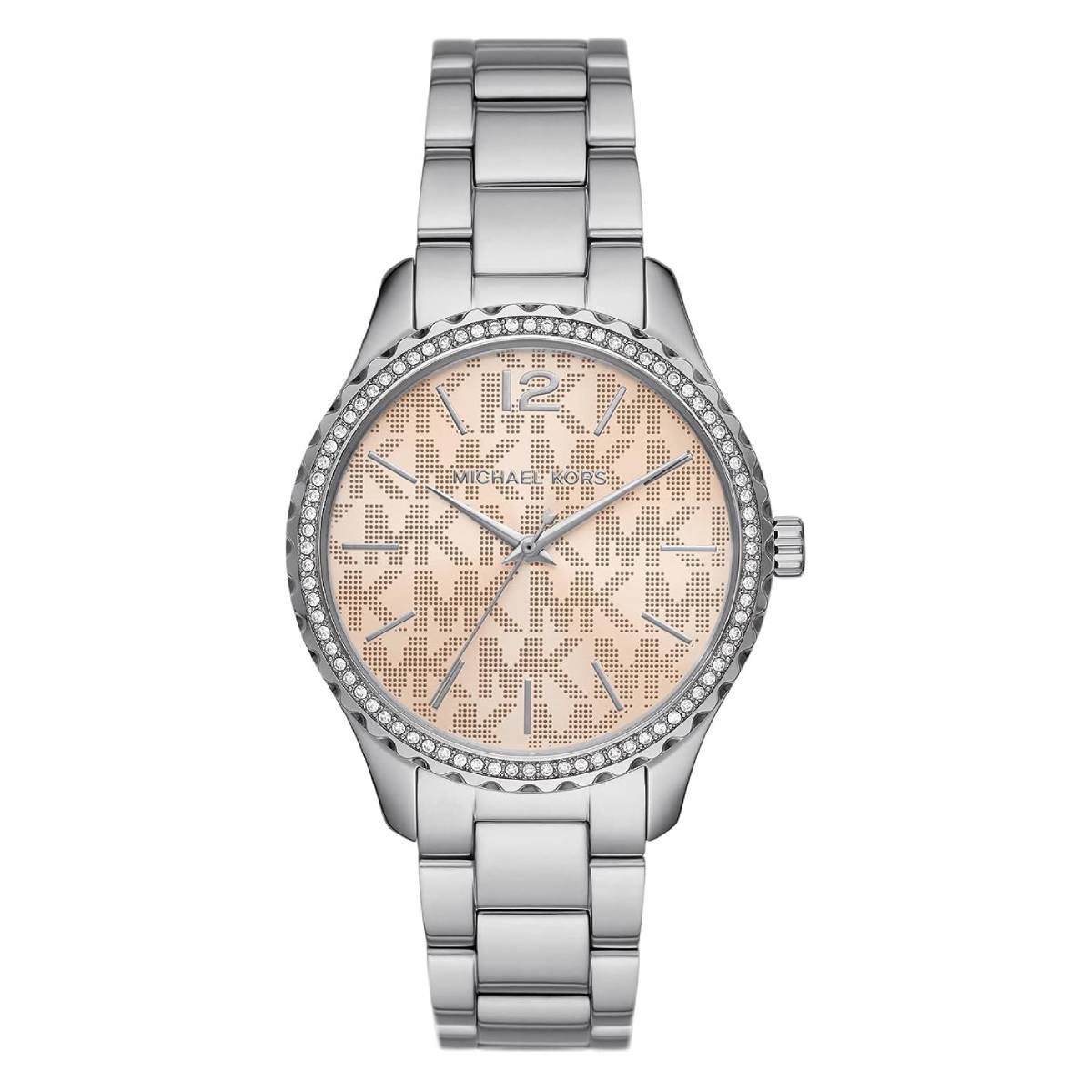 Michael Kors Layton 38mm Double Layered Disk Necklace Watch - Silver