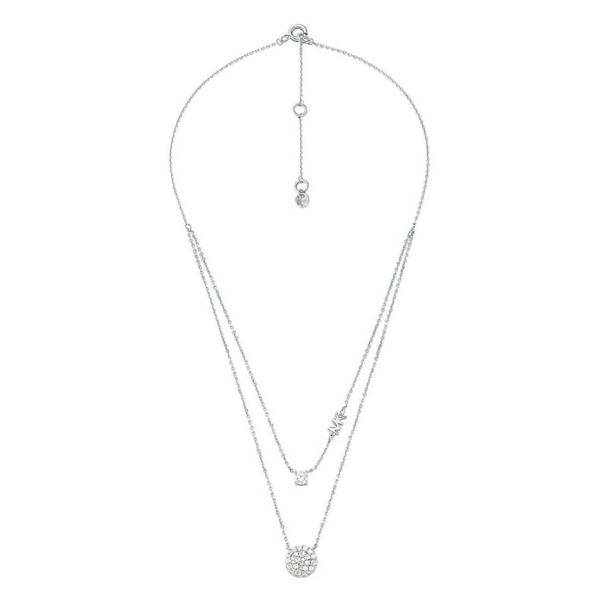 Michael Kors Layton 38mm Double Layered Disk Necklace Watch - Silver