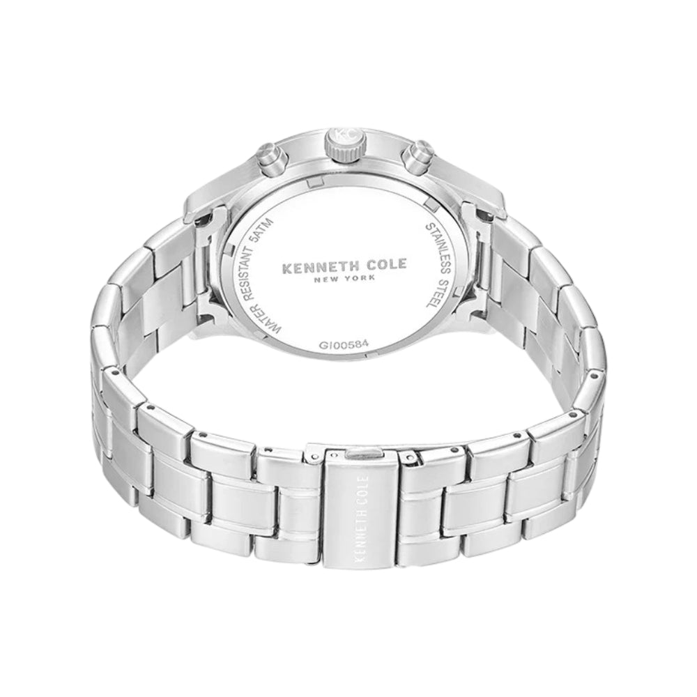 Kenneth Cole New York Skeleton Men's Silver Bracelet Watch - Blue Dial
