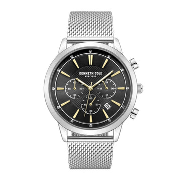 Kenneth Cole New York Men's 44mm Silver Strap Watch - Black Dial