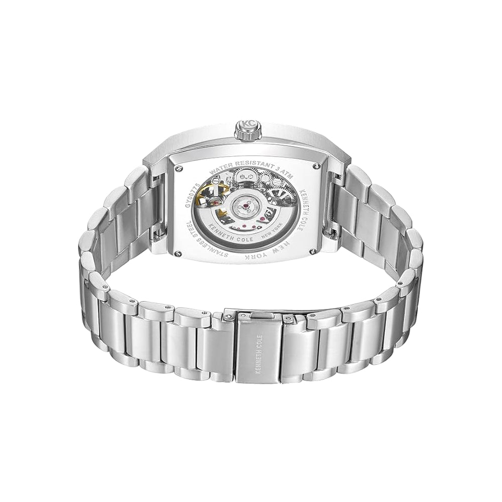 Kenneth Cole New York Skeleton Men's Silver Bracelet Watch - Blue Dial
