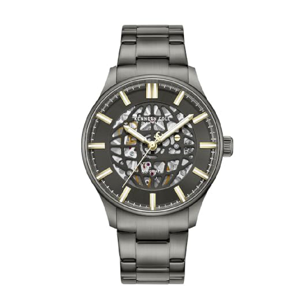 Kenneth Cole Newyork Men's 44mm Skeleton Gray Bracelet Watch - Black Dial