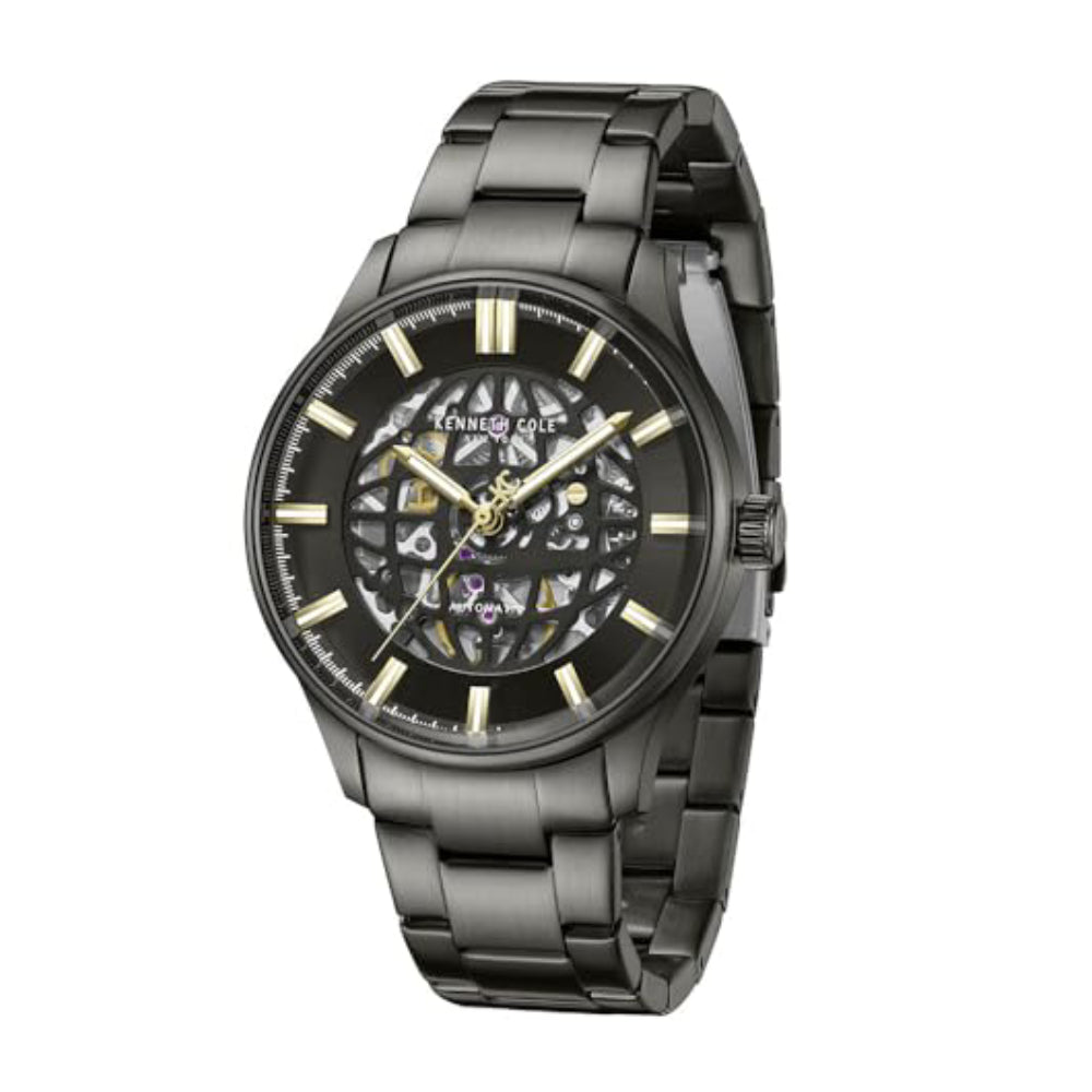 Kenneth Cole Newyork Men's 44mm Skeleton Gray Bracelet Watch - Black Dial