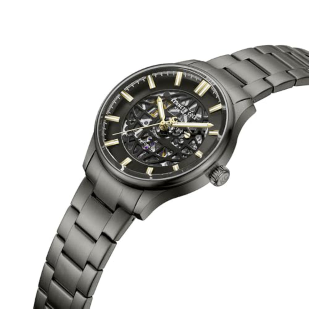 Kenneth Cole Newyork Men's 44mm Skeleton Gray Bracelet Watch - Black Dial
