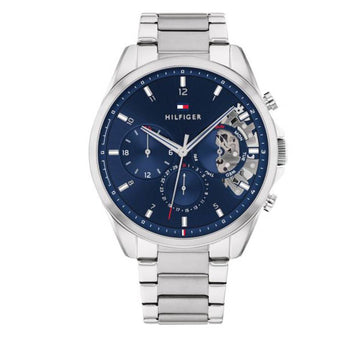 Tommy Hilfiger Baker Men's 44mm Silver Bracelet Watch - Blue