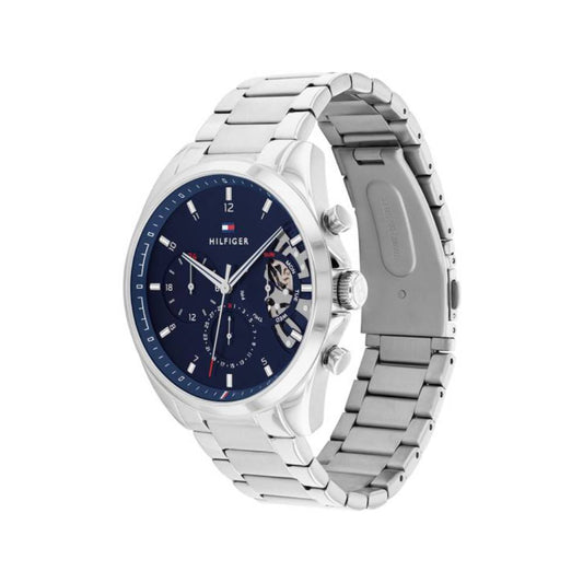 Tommy Hilfiger Baker Men's 44mm Silver Bracelet Watch - Blue