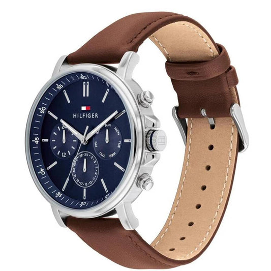 Tommy Hilfiger Tyson Men's 44mm Brown Strap Watch - Blue Dial