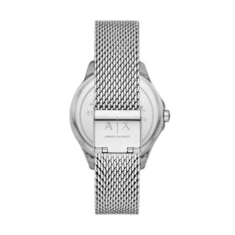 Reloj Armani Exchange para mujer con correa plateada de 36 mm y tres manecillas, esfera rosa