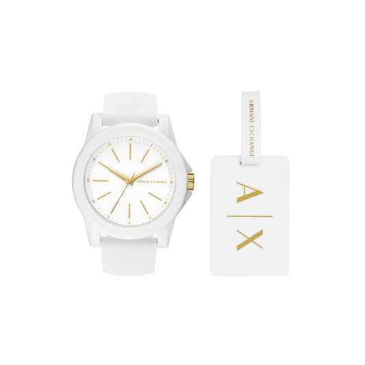 Armani Exchange Women's 40mm Quartz Strap Watch with Luggage Tag - White
