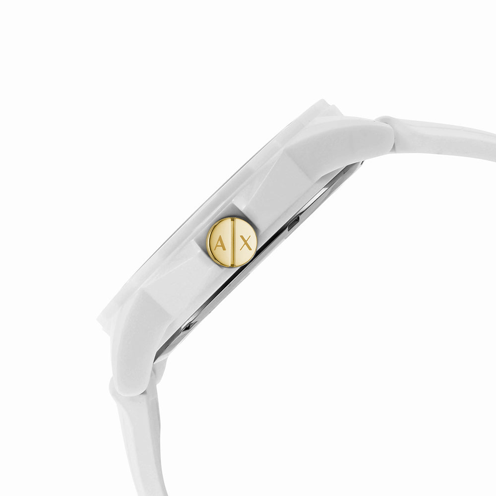 Armani Exchange Women's 40mm Quartz Strap Watch with Luggage Tag - White