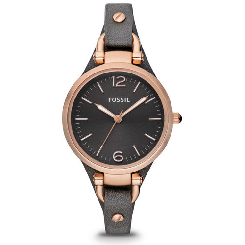 Fossil Georgia Women's 36mm Quartz Watch with Leather Strap Black - Curacao