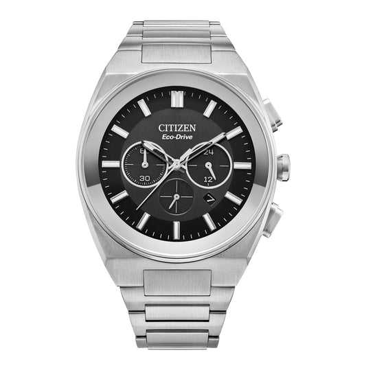 Citizen Eco-Drive Men's 43mm Stainless Steel Bracelet Watch - Black Dial