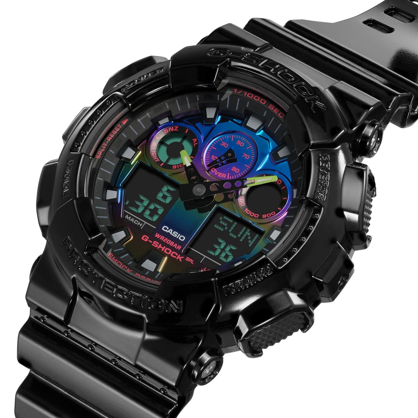 Reloj analógico-digital Rainbow Gamer de 51,2 mm para hombre con correa de color negro G-Shock