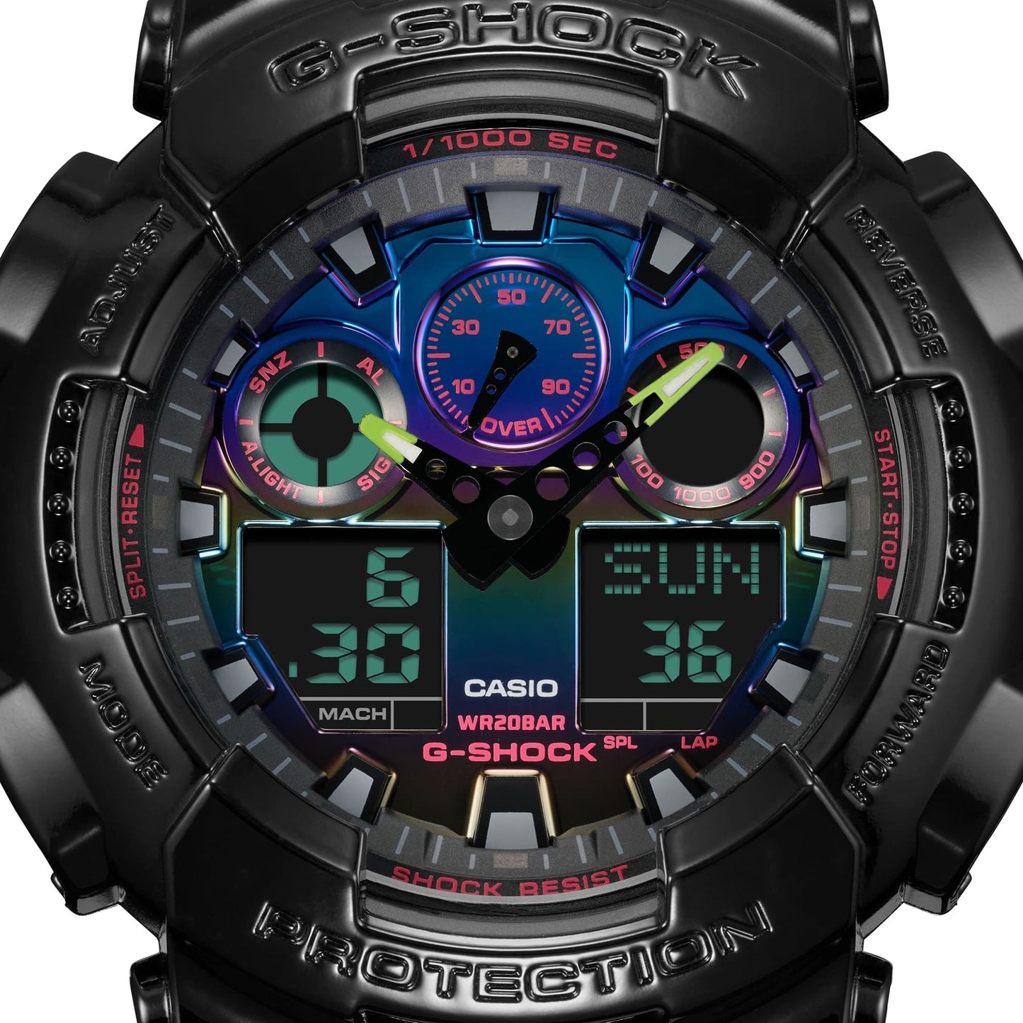 Reloj analógico-digital Rainbow Gamer de 51,2 mm para hombre con correa de color negro G-Shock