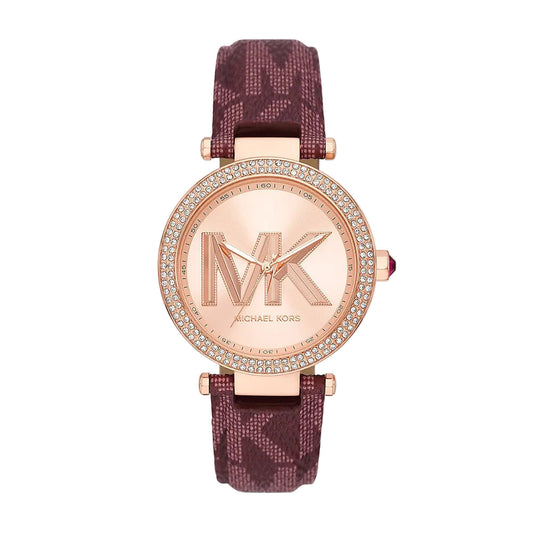 Michael Kors Parker Women's 39mm Three Hand Strap Watch - Rose Gold Dial