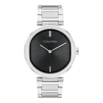 Calvin Klein Sensation Women's 36mm Quartz Stainless Steel Silver Bracelet Watch - Black Dial