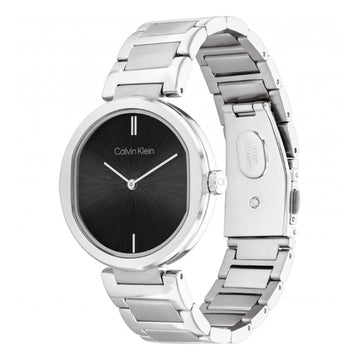 Calvin Klein Sensation Women's 36mm Quartz Stainless Steel Silver Bracelet Watch - Black Dial
