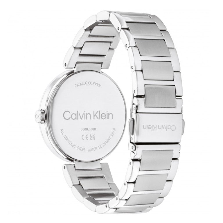 Reloj de cuarzo Calvin Klein Sensation para mujer, de acero inoxidable y plata, de 36 mm, esfera negra