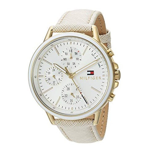 Tommy Hilfiger Carly Women's 30mm Quartz Beige Strap Watch - Champagne Dial - Curacao