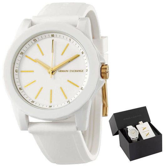 Armani Exchange Women's 40mm Quartz Strap Watch with Luggage Tag - White - Curacao