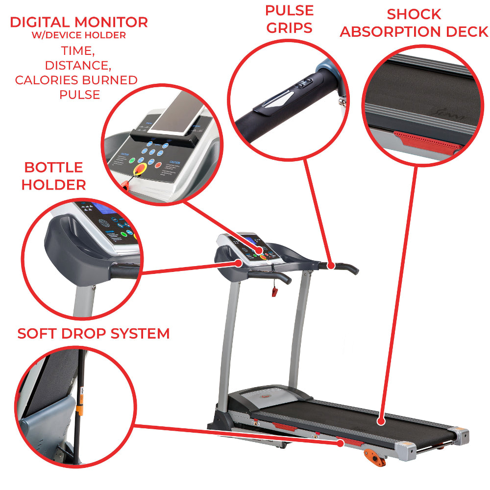 ?Sunny Health & Fitness Treadmill with Manual Incline And Display