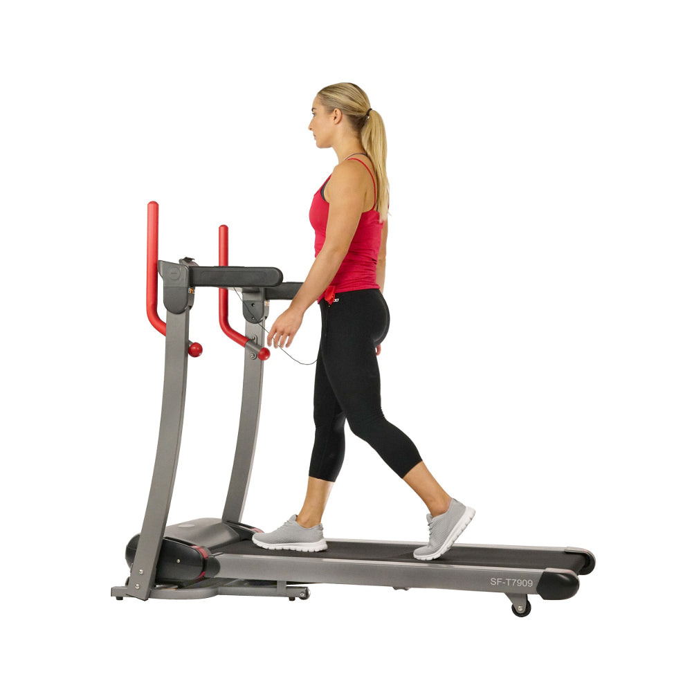 ?Sunny Health & Fitness Incline Folding Treadmill with Bluetooth Speakers and USB Charging