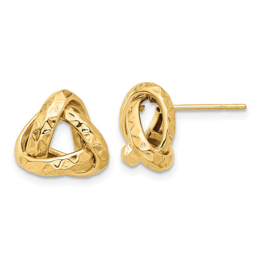 14K Leslie's Diamond-cut Triangle Love Knot Post Button Earrings in 14K Yellow Gold