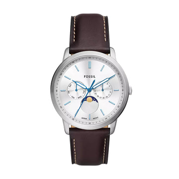 Fossil Neutra Men's 42mm Brown Strap Watch - Silver Dial
