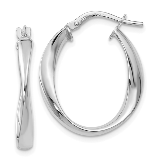 14K Leslie's Women's 3mm Hoop Earrings =in Rhodium Plating-over 14K White Gold