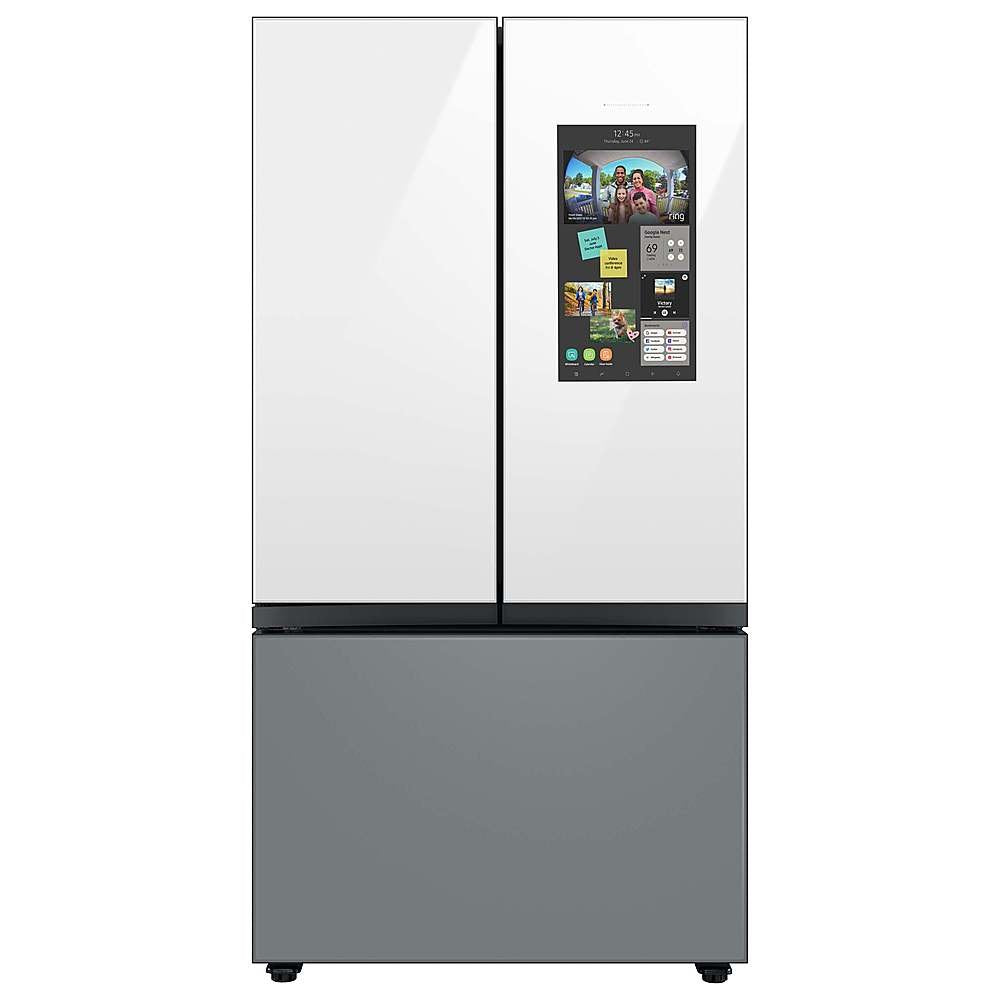 Refrigerador Samsung Bespoke de 24 pies cúbicos con tres puertas francesas y profundidad de mostrador, vidrio gris, certificación ENERGY STAR