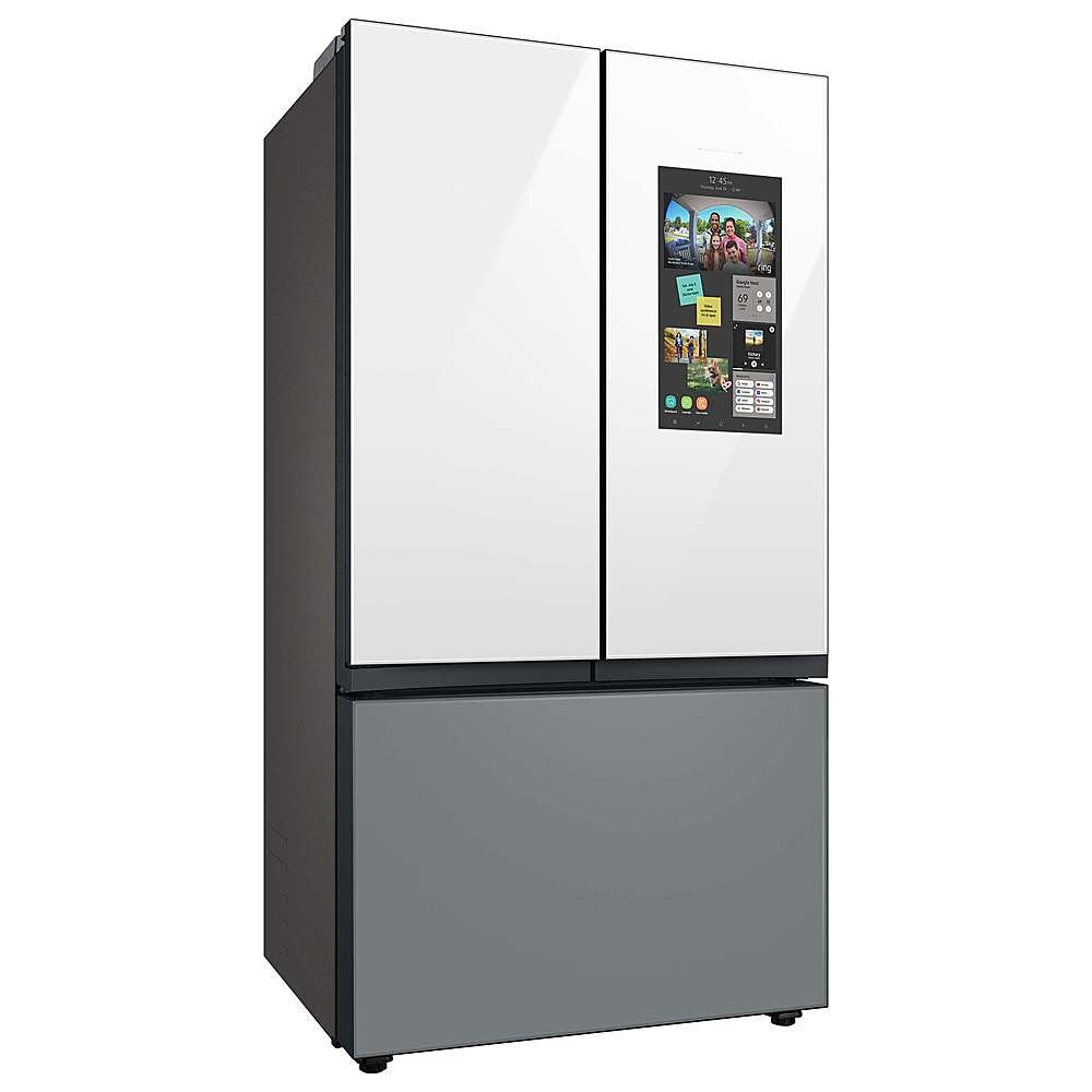 Refrigerador Samsung Bespoke de 24 pies cúbicos con tres puertas francesas y profundidad de mostrador, vidrio gris, certificación ENERGY STAR