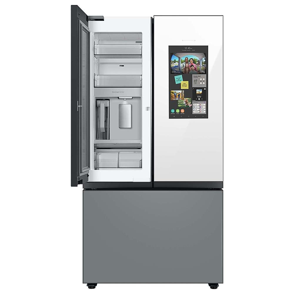 Refrigerador Samsung Bespoke de 24 pies cúbicos con tres puertas francesas y profundidad de mostrador, vidrio gris, certificación ENERGY STAR