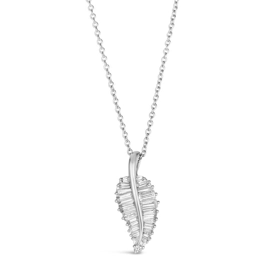 Anna Zuckerman Olivia 83 Women's 2 ct. Diamond Crystalline Leaf Necklace in Platinum-Plating over 925 Sterling Silver