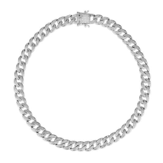 Anna Zuckerman Olivia 74 Women's 18" 7 ct. Diamond Crystalline Havana Cuban Necklace in Platinum-Plating over 925 Sterling Silver