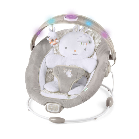 Ingenuity InLighten Twinkle Tails Baby Bouncer Seat with Light Up Toy Bar - Gray