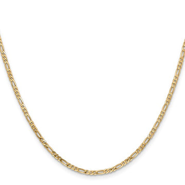 14K Yellow Gold 20" Flat Figaro with Lobster Clasp Chain